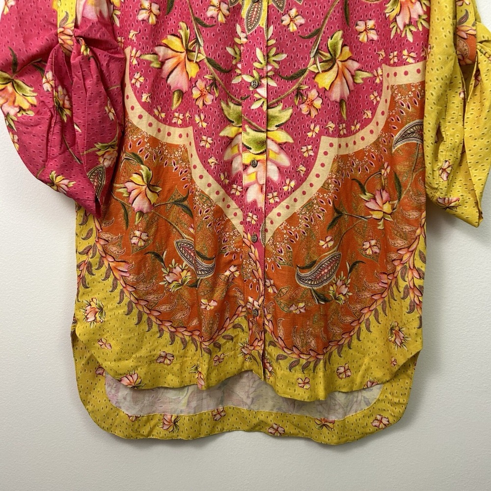NWT Agua Bendita Chrissy Lula Shirt Tunic Dress Multicolor 1/4 Sleeves Womens L - Picture 10 of 10